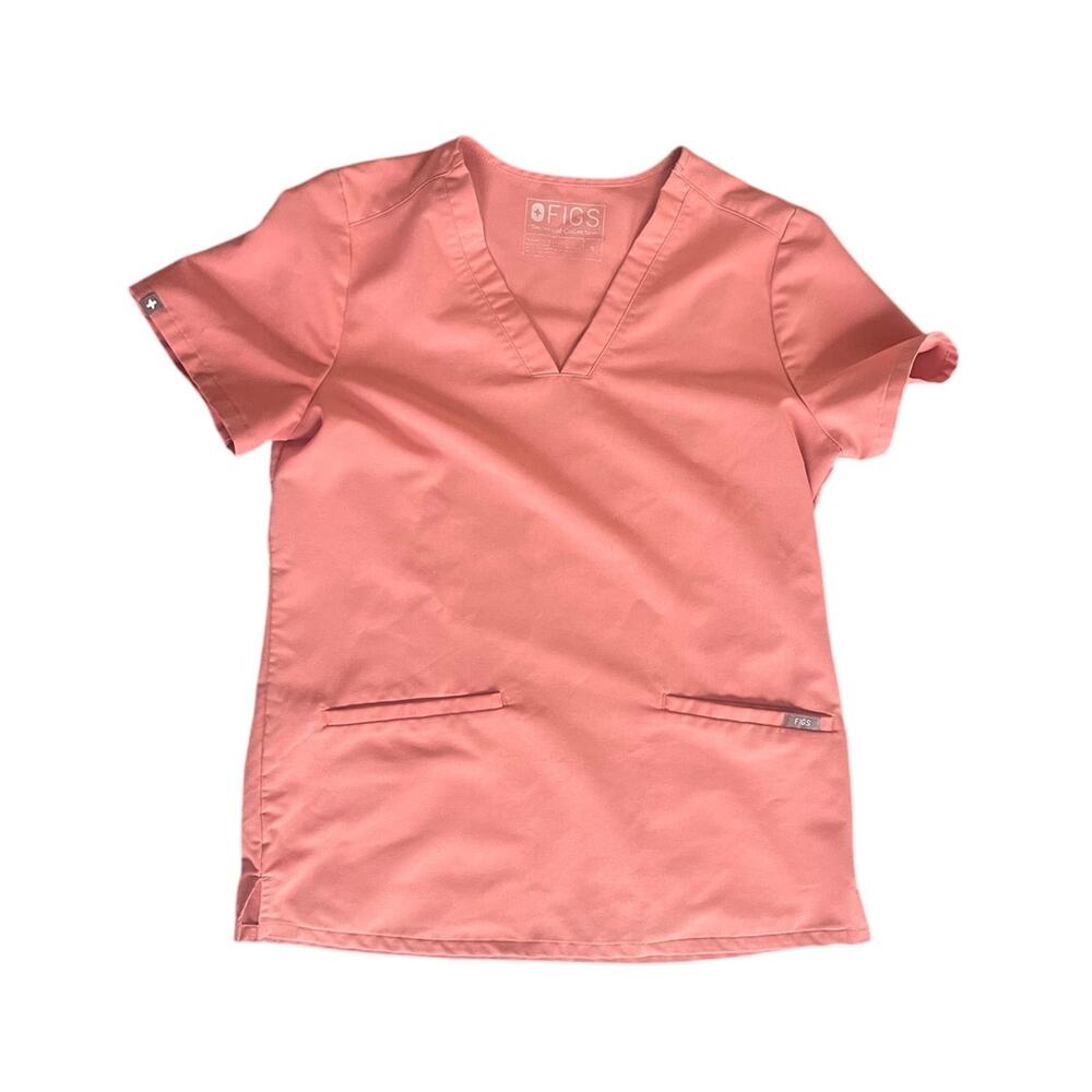 FIGS Casma Scrub Top Orange Coral Size Small